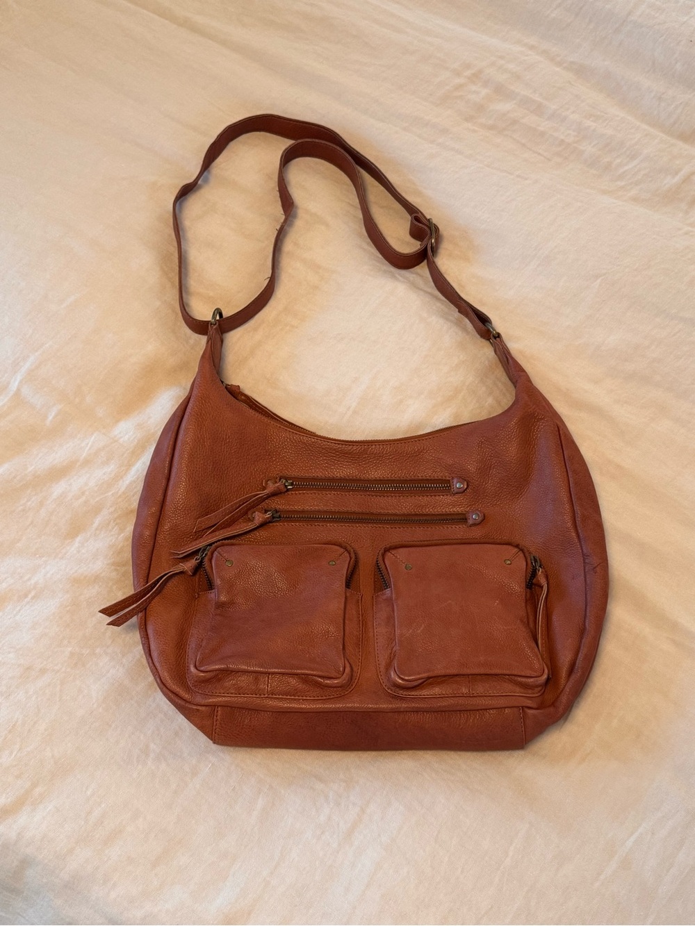 Women's Brown Leather Shoulder Bag - Day & Mood